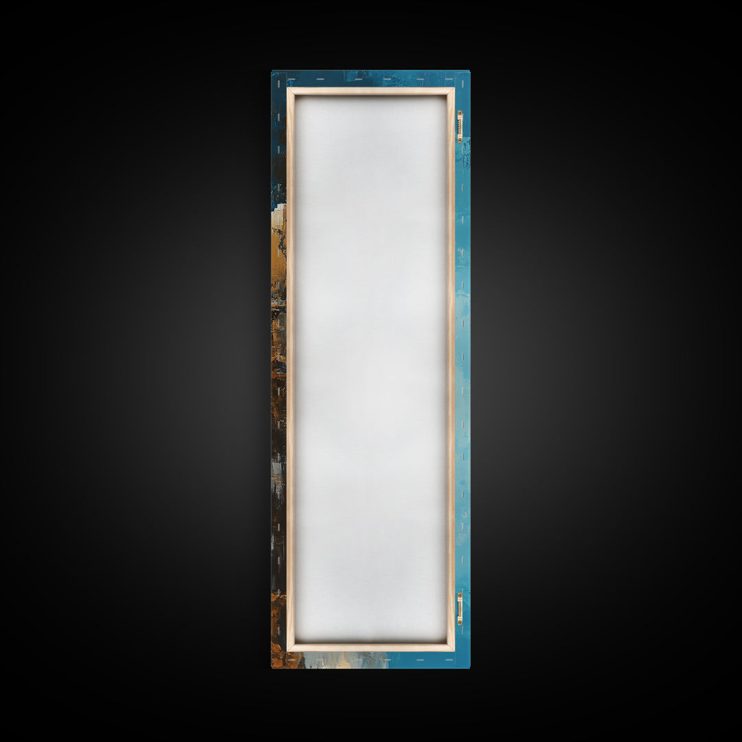 Cliff House Painting, Rustic Art, Coastal Landscape Art, Blue and Green Wall Art, Framed Canvas Print, Nautical Decor, Gift Idea