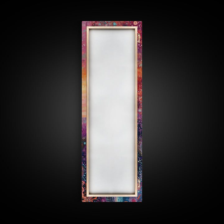 Cosmic Swirls, sacred geometry wall art, pink abstract art, brain art, therapy art, pink orange wall art, vertical wall art, canvas print