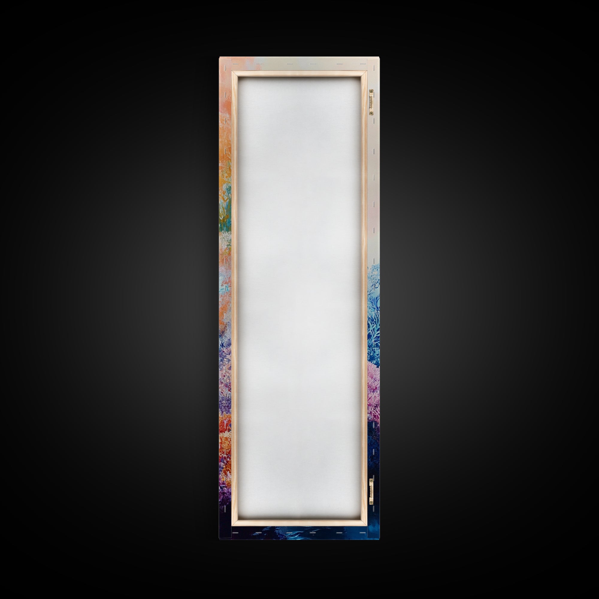 Coral Reef, dolphin painting, blue and green wall art, ocean painting, tropical decor, tall skinny art, coastal decor, canvas print