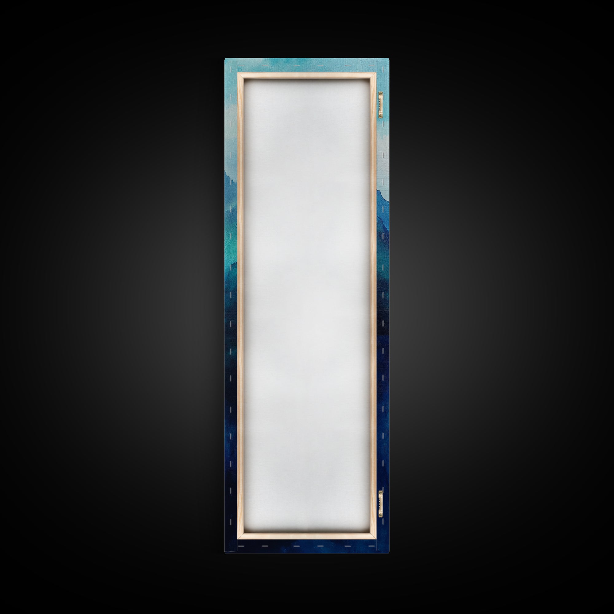 Blue and Green Wall Art, Moody Art, Landscape Painting, Framed Canvas Print, Wabi Sabi Art, Nautical Decor, Extra Wide Art