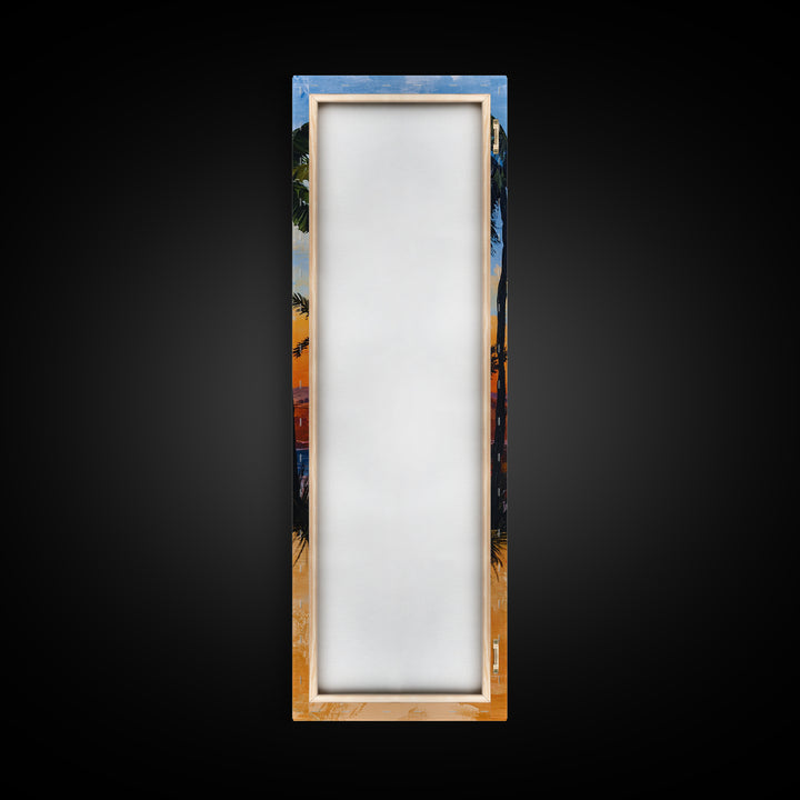 Tropical Sunset, palm tree painting, coastal decor, Hawaii art, nautical painting, framed canvas print,  coastal landscape art