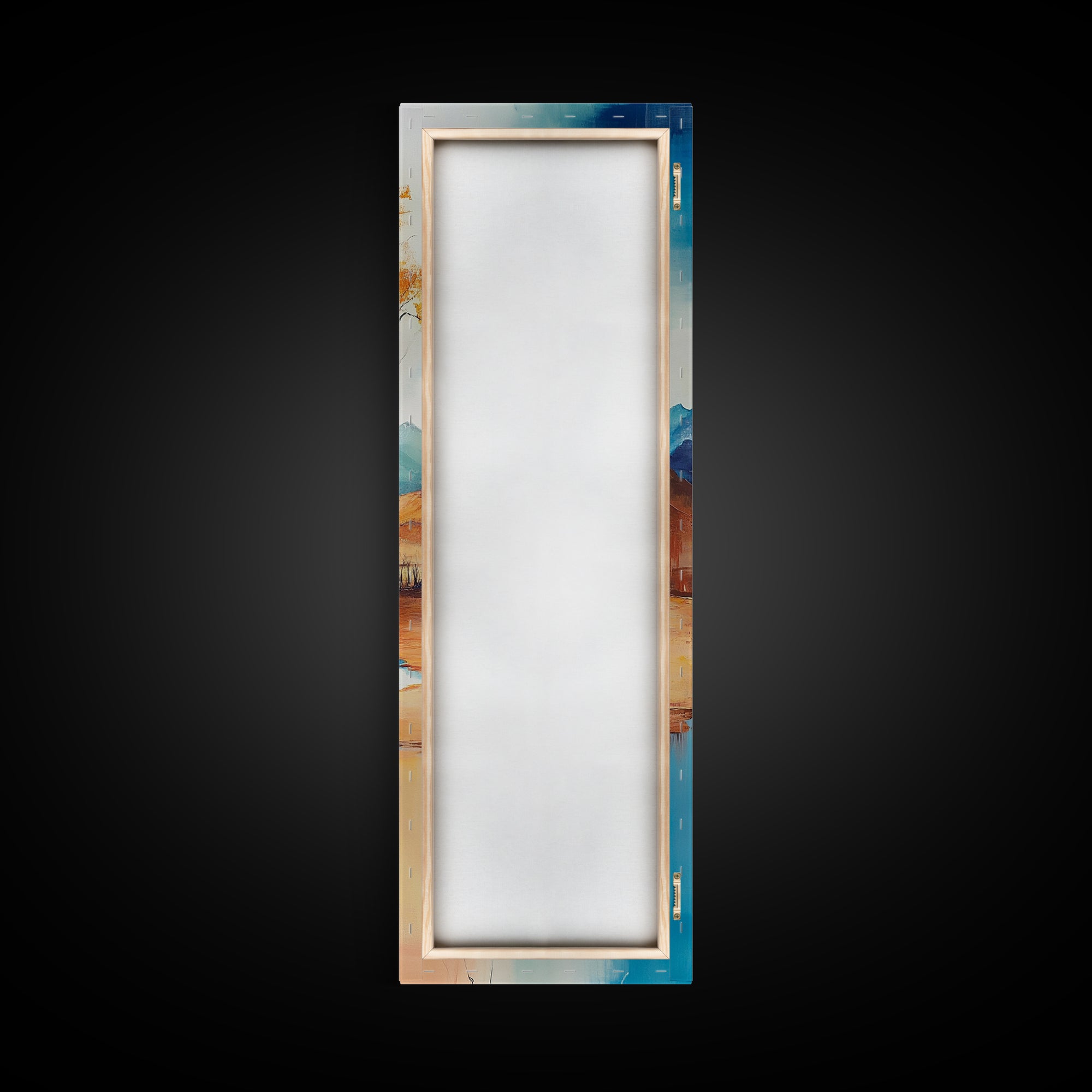 Autumn Reflections, landscape painting, birch tree art, above bed wall art, rustic wall art, framed canvas print, tall narrow art