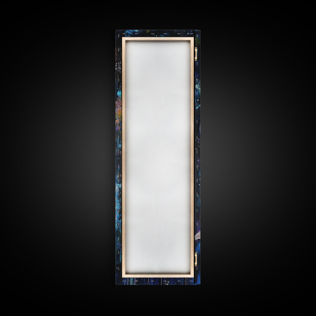 Cosmic dolphin, dolphin painting, ocean wall art, nautical painting, whimsical art, blue and green wall art, framed canvas print