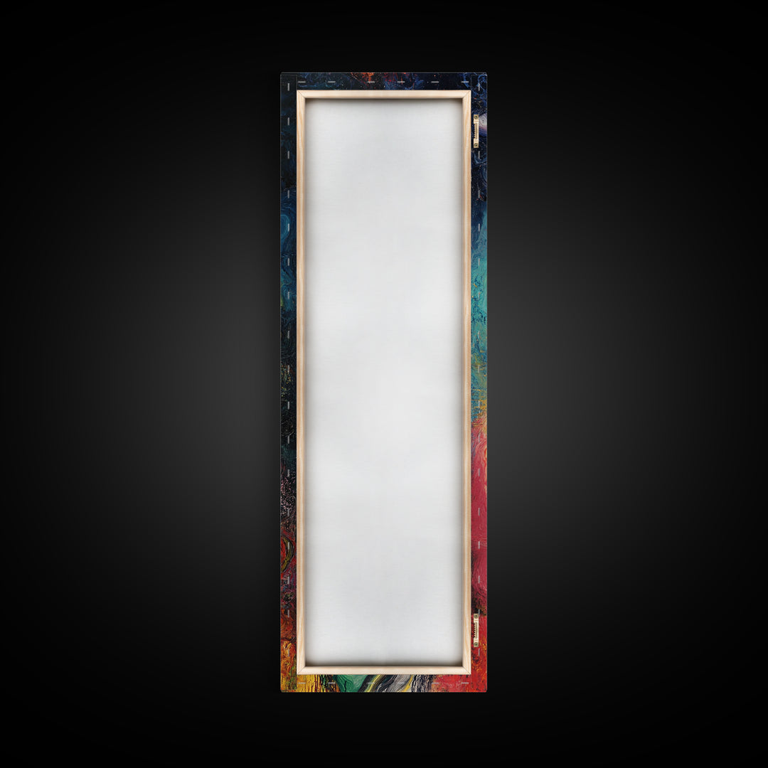 Cosmic Flow, abstract art, sacred geometry wall art, framed canvas print, moody art, vibrant colors, contemporary art, vertical wall art