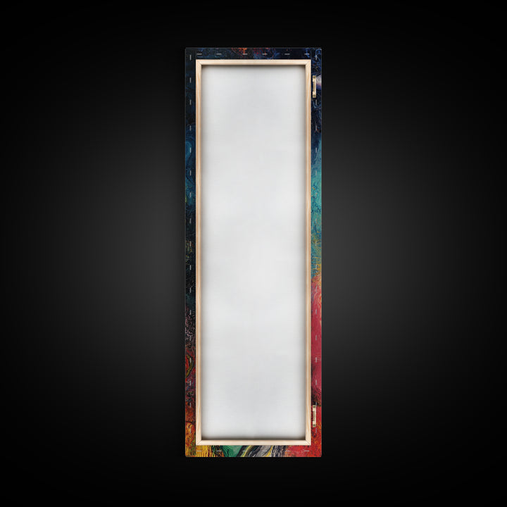 Cosmic Flow, abstract art, sacred geometry wall art, framed canvas print, moody art, vibrant colors, contemporary art, vertical wall art