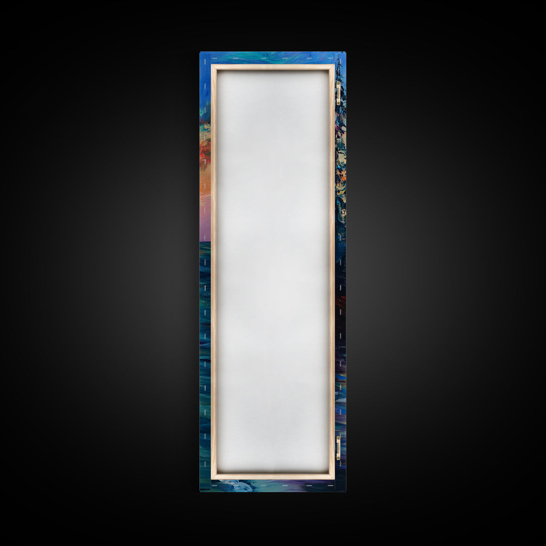 Coastal Sunset, seascape painting, framed canvas print, nautical wall art, coastal decor, extra wide art, surf wall art, above sofa art