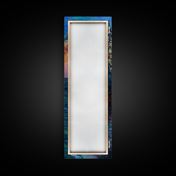 Coastal Sunset, seascape painting, framed canvas print, nautical wall art, coastal decor, extra wide art, surf wall art, above sofa art