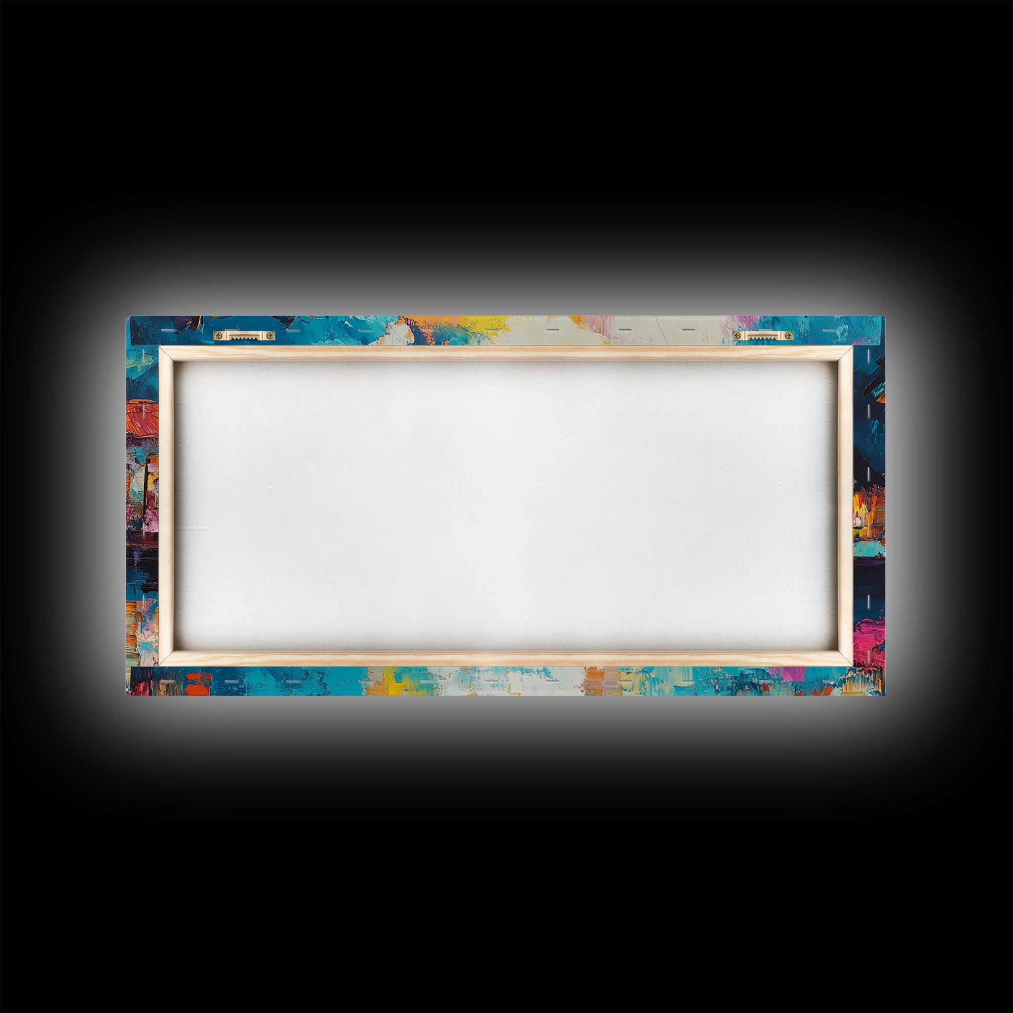 Coastal Village Painting, Nautical Wall Art, Tropical Landscape Art, Vibrant Art, Beach House Decor, Extra Wide Art, Canvas Print