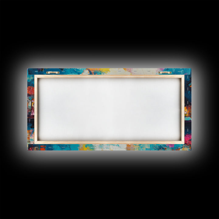 Coastal Village Painting, Nautical Wall Art, Tropical Landscape Art, Vibrant Art, Beach House Decor, Extra Wide Art, Canvas Print