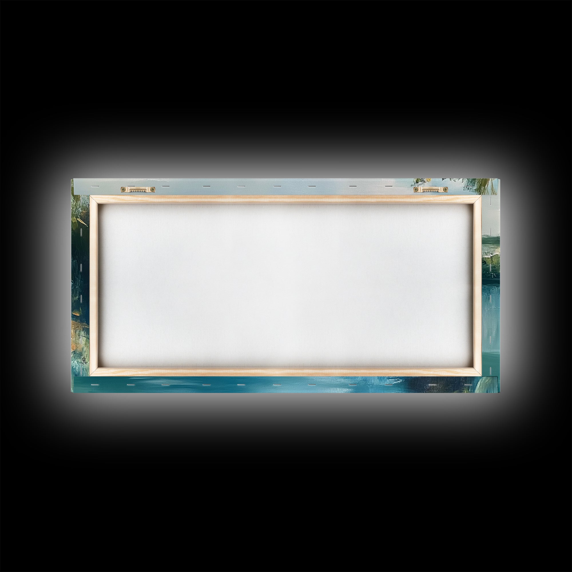 River Reflection, landscape painting, rustic wall art, sage green wall art, farmhouse art, coastal art, extra wide art, Canvas Print