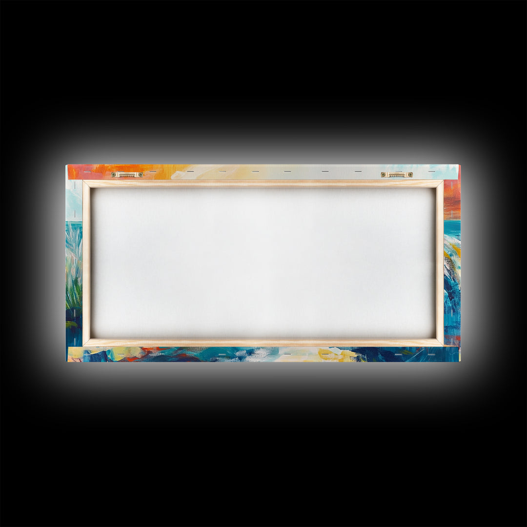 Beach Chair, Coastal Painting, Nautical Wall Art, Ocean Painting, Seascape Painting, Framed Canvas Print, Extra Wide Art, Coastal Decor