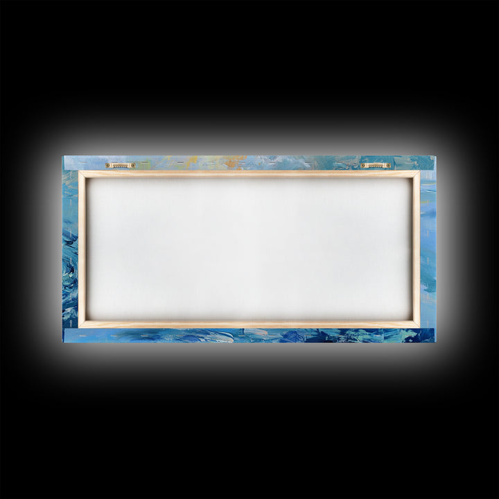 Drifting Log, rustic art, coastal painting, seascape painting, panoramic art, landscape painting, Framed Canvas Print,