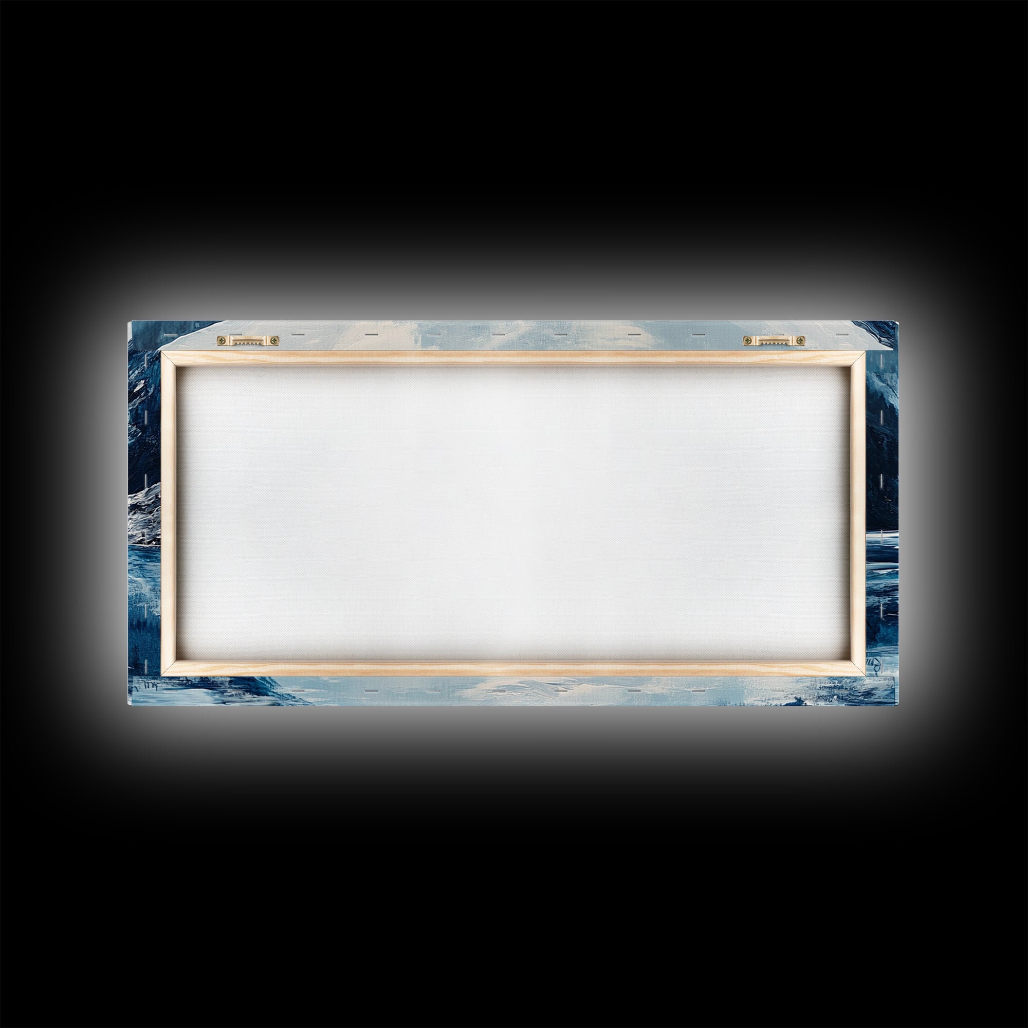 Blue and White Fjord, Lake Tahoe Art, Coastal Landscape Art, Extra Wide Art, Framed Canvas Print, Minimalist Art, Nautical Decor