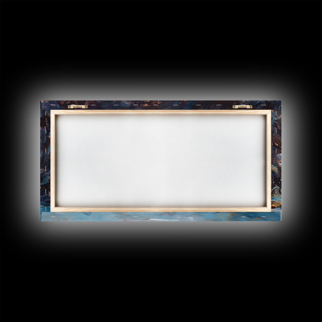 Coastal Ice Cave, Canvas Print, seascape painting, nautical decor, blue and green wall art, landscape painting, extra wide art