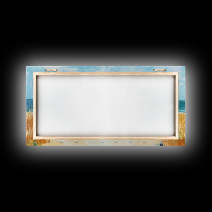 Beach Volleyball, Coastal Wall Art, Nautical Decor, Seascape Painting, Ocean Painting, Framed Canvas Print, Extra Wide Art, Boho Art