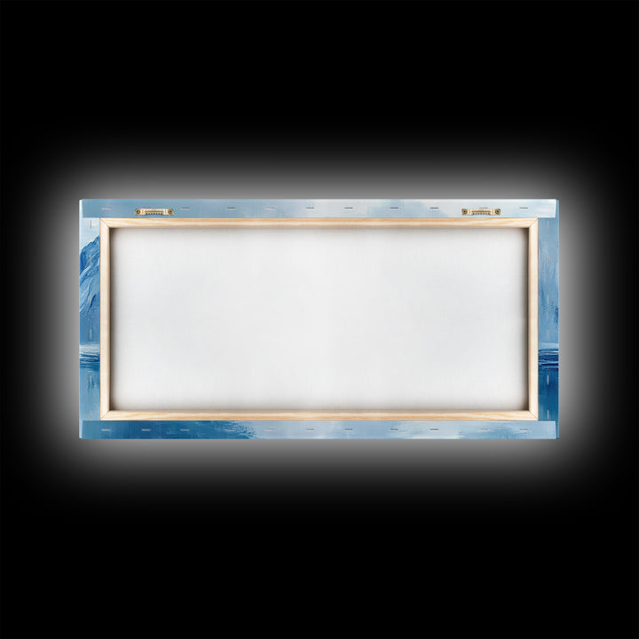 Arctic Reflections, Canvas Print, landscape painting, nautical painting, blue and green wall art, extra wide art, minimalist art