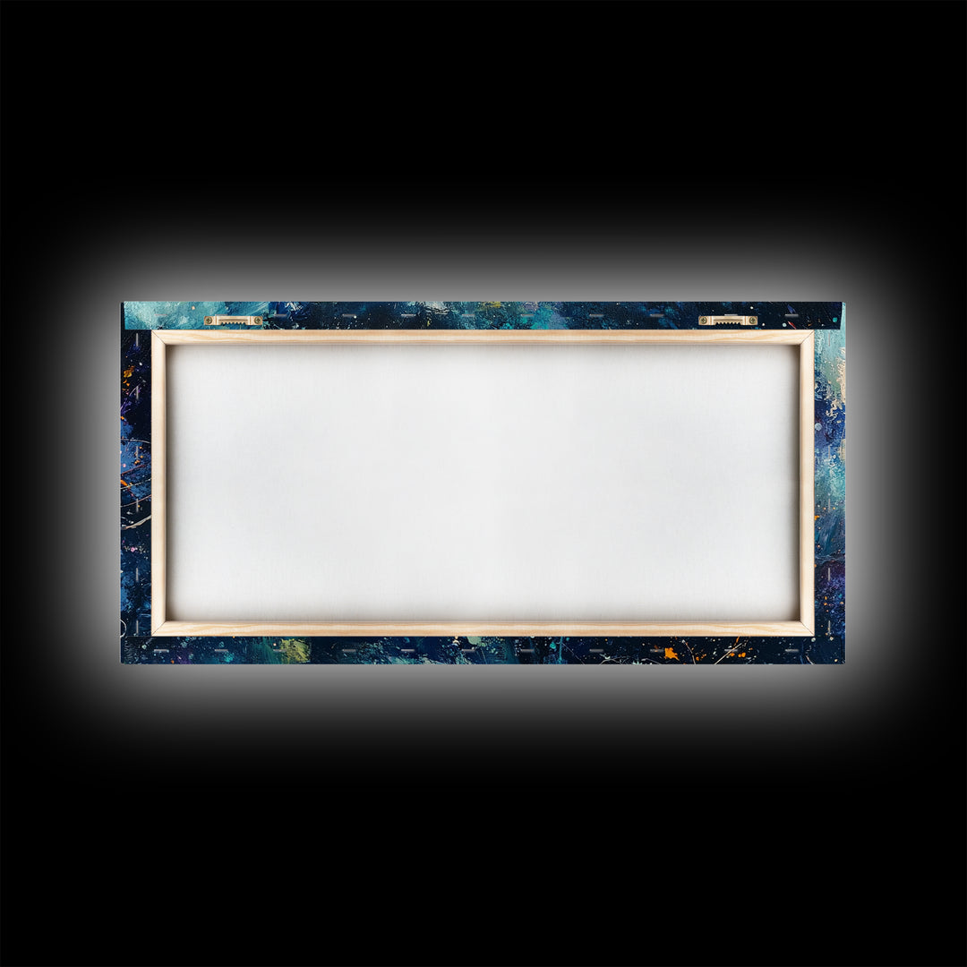 Cosmic Jellyfish, Canvas Print, ocean art, octopus art, dolphin painting, extra wide art, dark romance painting, coastal wall art