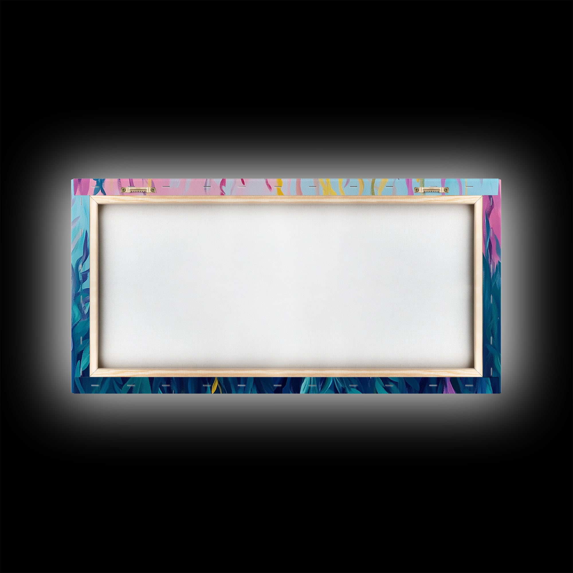 Abstract Seaweed, Framed Canvas Print, ocean art, botanical prints, teal wall art, pink abstract art, extra wide art, coastal decor