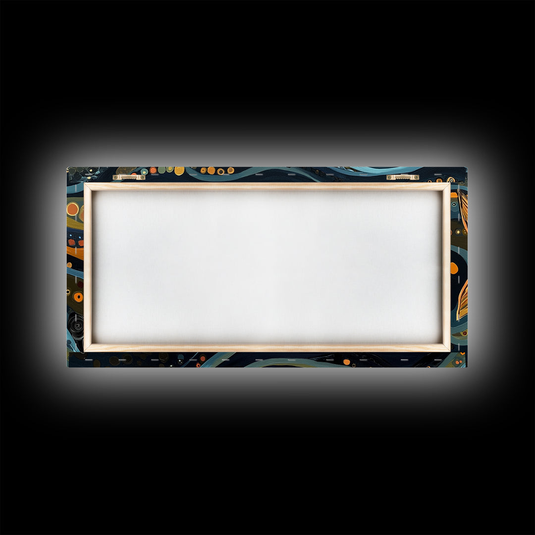 Abstract Trout Art, Fly Fishing Art, Rustic Wall Art, Whimsical Art, Framed Canvas Print, Tall Narrow Art, Living Room Art