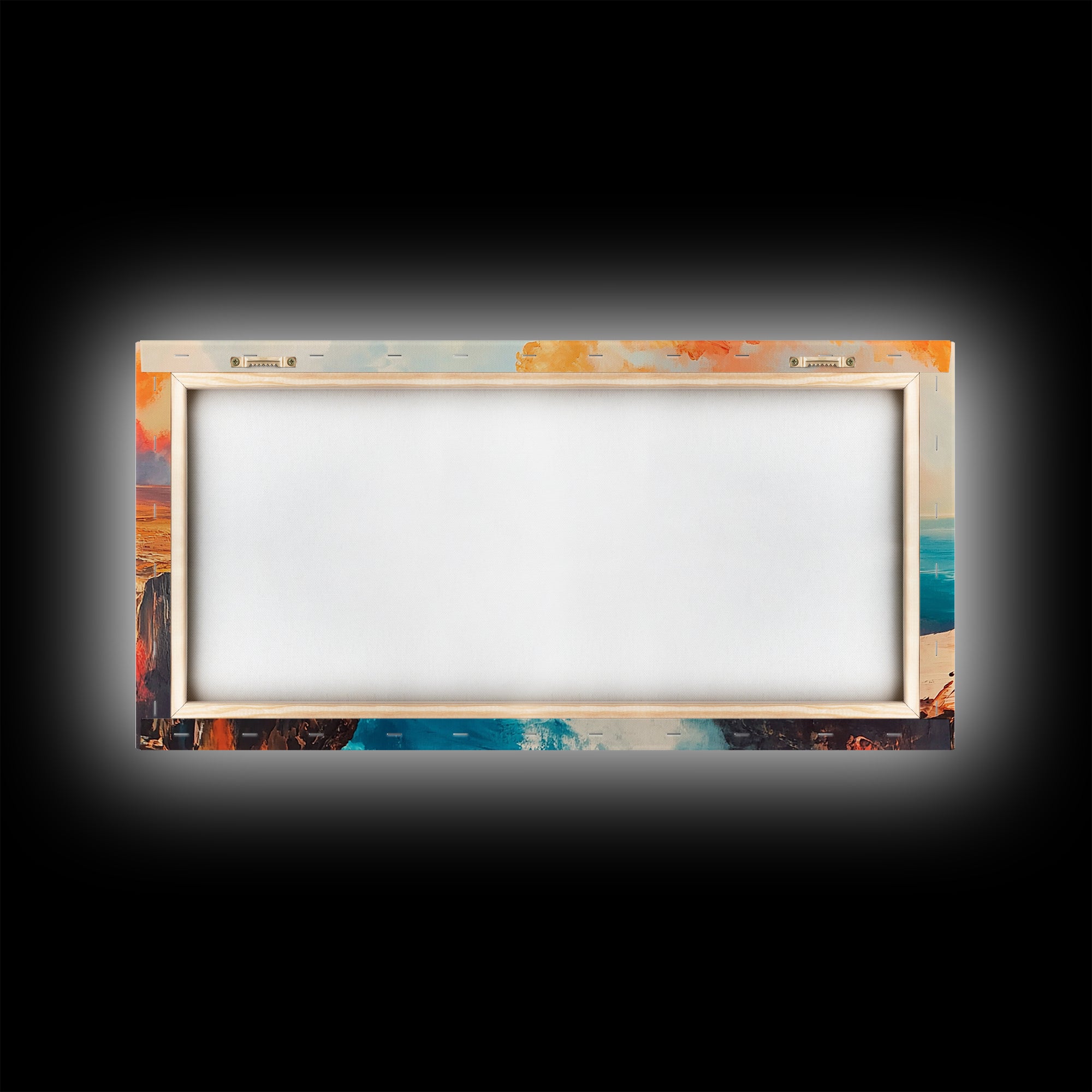 Coastal Cliffs Painting, landscape painting, seascape painting, blue and green wall art, framed canvas print, nautical wall art