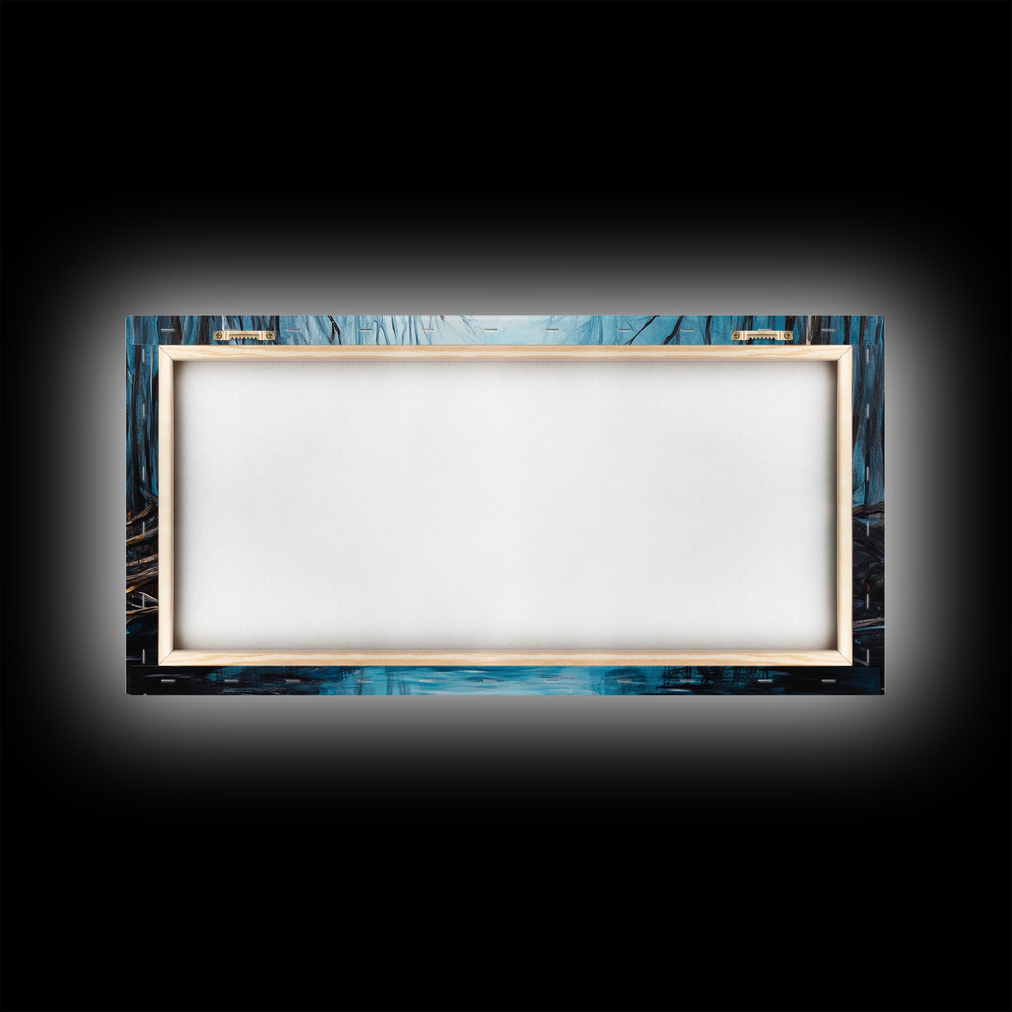 Beavers, river, landscape painting, extra wide art, panoramic painting, moody art, framed canvas print, rustic wall art, bedroom art