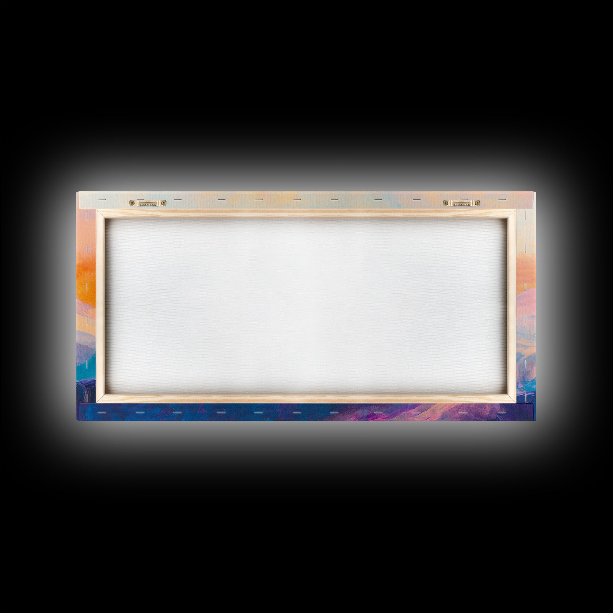 Blue Mountain, Sunset Landscape, Panoramic Art, Canvas Print, Mountain Painting, Pink Orange Wall Art, Extra Wide Art, Living Room Art