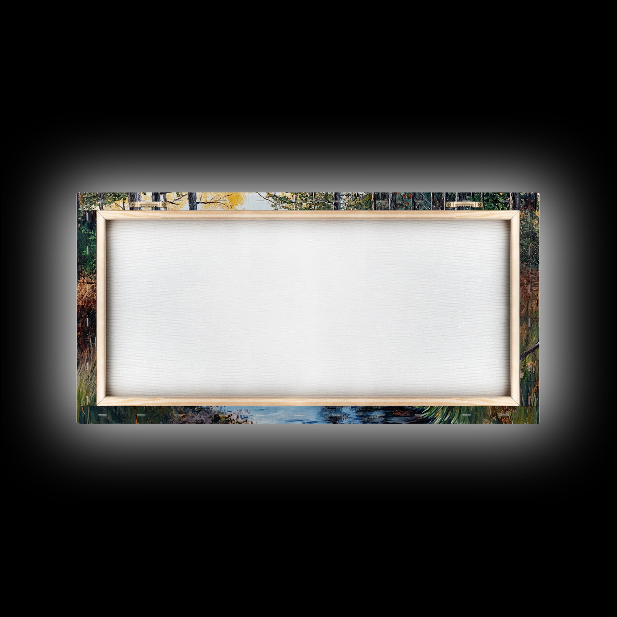 Autumn Forest, Creek Painting, Panoramic Art, Framed Canvas Print, Pine Tree Art, Rustic Wall Art, Extra Wide Art, Fall Landscape Painting