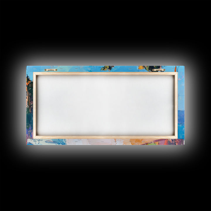 Beach House, Coastal Landscape Art, Framed Canvas Print, Hawaii Art, Coastal Wall Art, Surf Wall Art, Nautical Decor