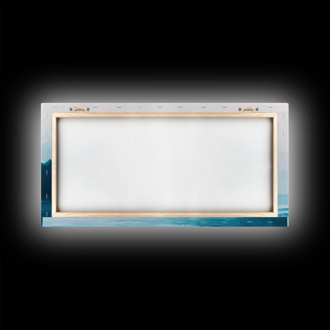 Coastal landscape art, panoramic art, framed canvas print, extra wide art, minimalist art, nautical wall art, seascape painting