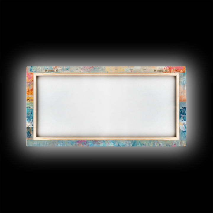 Coastal wall art, surf wall art, framed canvas print, extra wide art, nautical decor, vibrant painting, panoramic art, tropical art