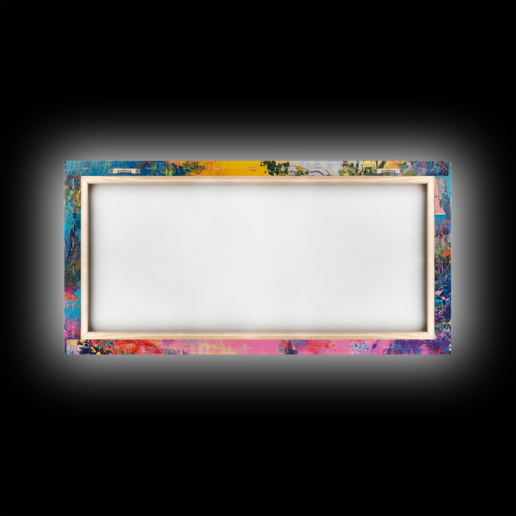 Coastal landscape art, framed canvas print, extra wide art, vibrant sunset painting, tropical beach decor, ocean waves, panoramic art