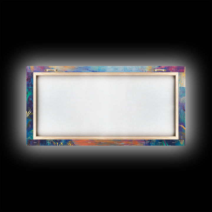 Dock, ocean sunset, coastal painting, coastal landscape art, nautical decor, seascape painting, framed canvas print, above bed wall art