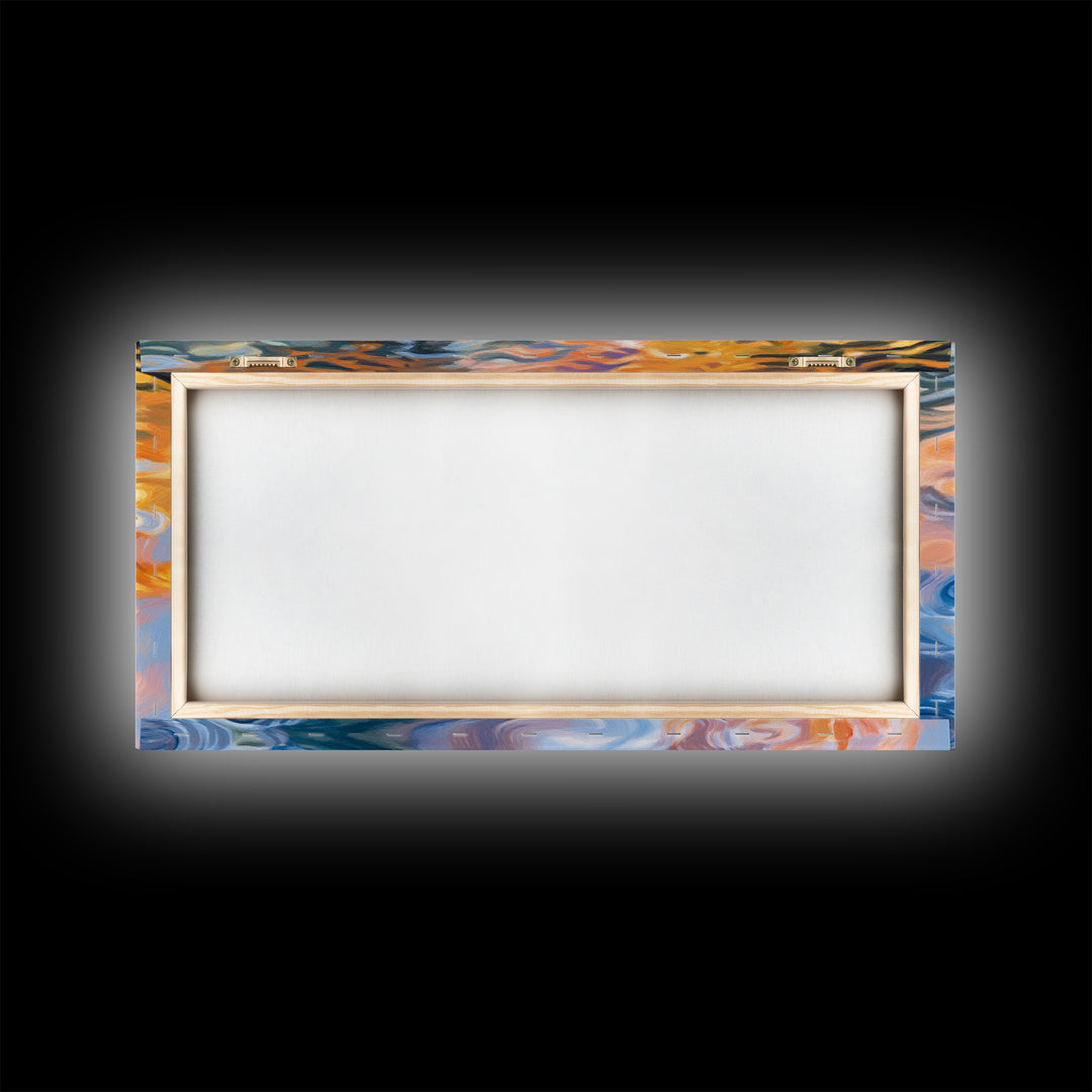 Abstract Water, Nautical Wall Art, Blue and Green Wall Art, Panoramic Painting, Extra Wide Art, Canvas Print, Living Room Art