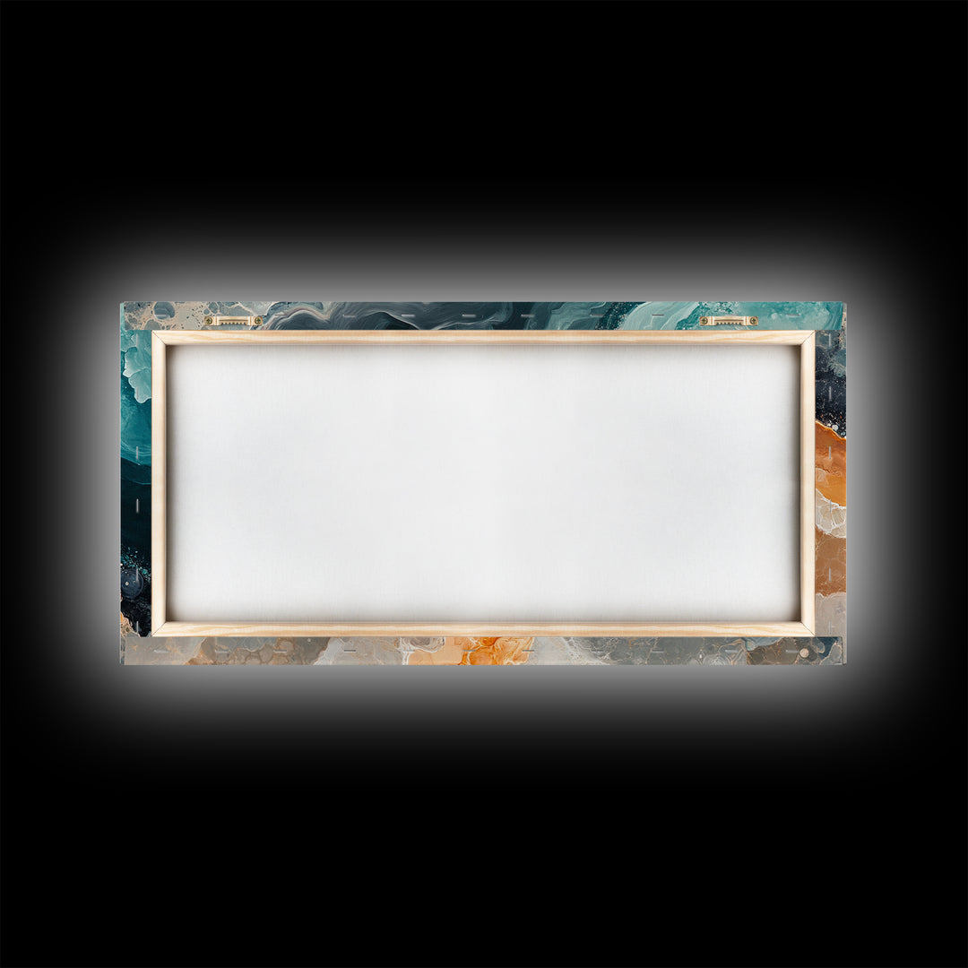 Abstract Coastal Geology, framed canvas print, extra wide art, mosaic wall art, ocean decor, oyster painting, coastal decor