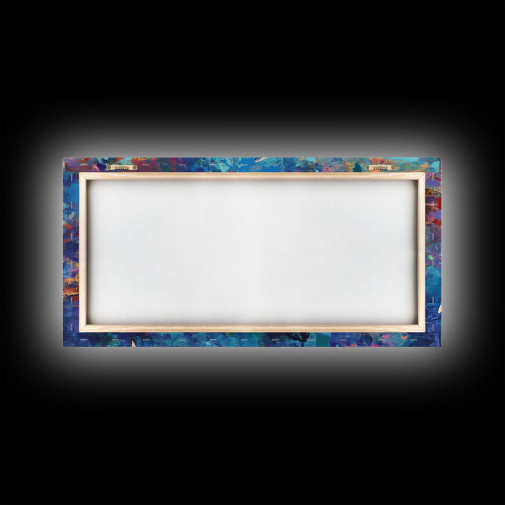 Dolphin Painting, blue and green wall art, coastal decor, nautical painting, framed canvas print, whimsical art, ocean wall art