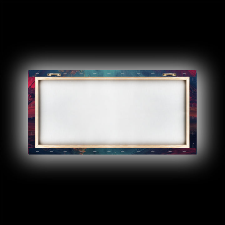 Cosmic Sunset, Dark Romance, Lofi Art, Moody Wall Art, Extra Wide Art, Above Couch Art, Framed Canvas Print, Bedroom Decor