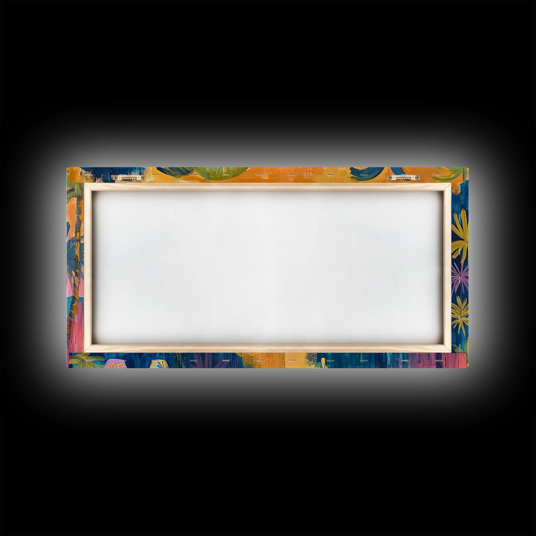 Beach Bar, palm tree painting, surf wall art, coastal decor, nautical wall art, tropical art, above couch art, Canvas Print