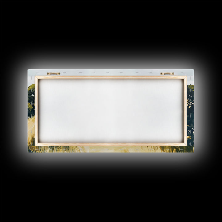 Rolling hills, countryside landscape, panoramic art, framed canvas print, rustic wall art, farmhouse art, sage green wall art