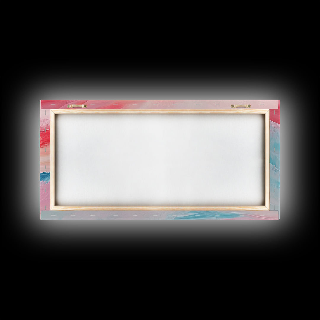 Abstract, pink blue, dreamy sky, Canvas Print, pink abstract art, landscape painting, soft color art, horizontal wall art