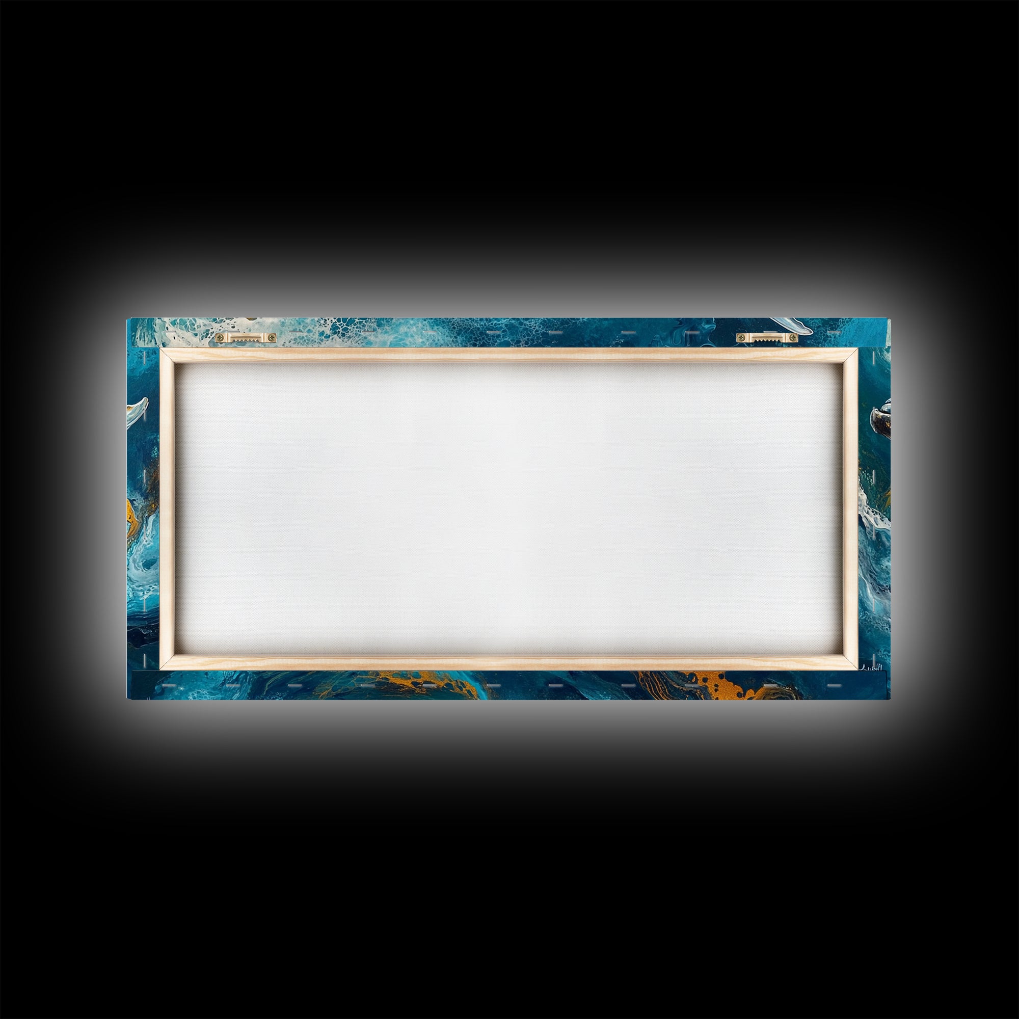 Blue whale, ocean waves, Canvas Print, whale painting, nautical decor, coastal wall art, seascape painting, extra wide art