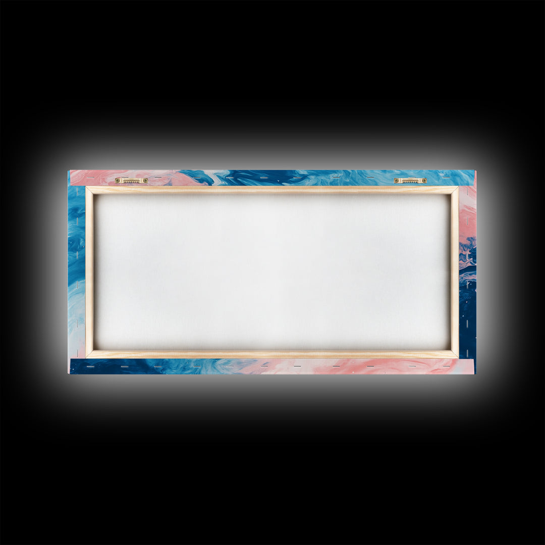 Blue Pink Abstract, Fluid Art, Ocean Inspired, Canvas Print, Whimsical Art, Light Pink Wall Art, Teal Wall Art, Therapy Art