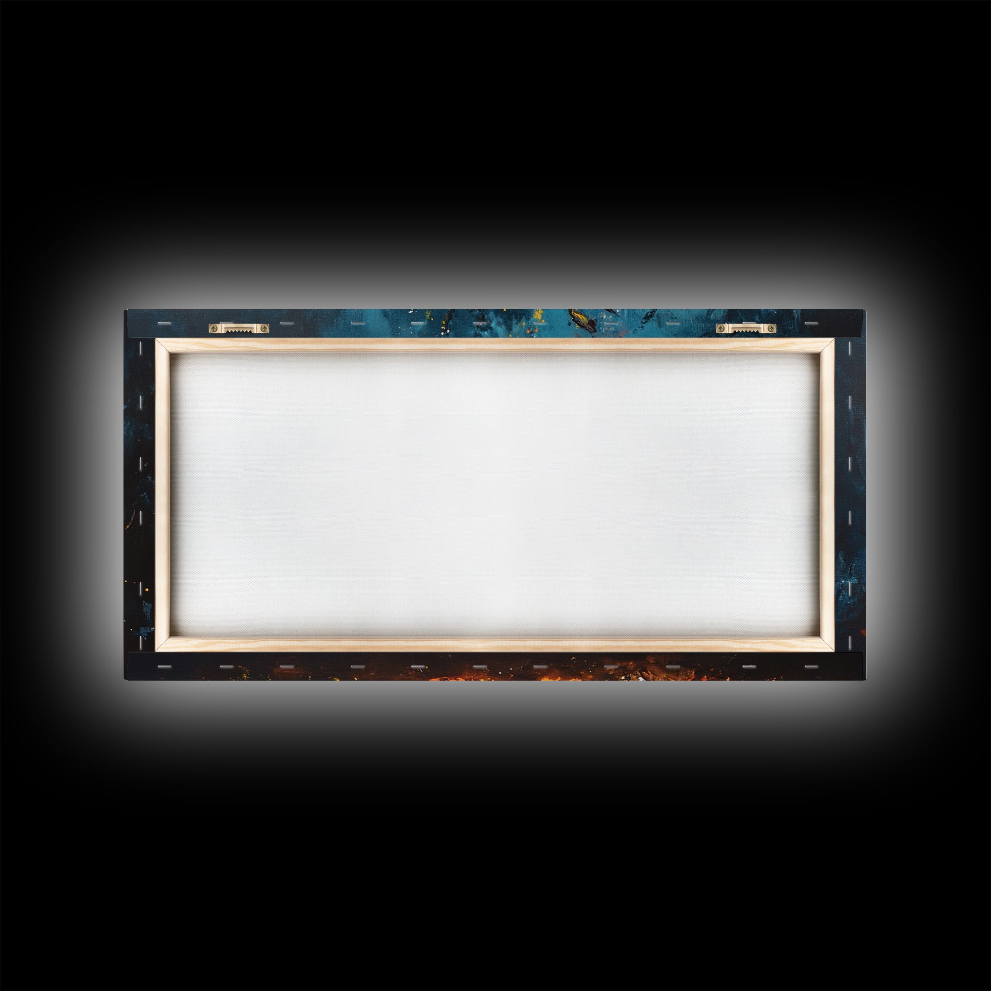 Abstract fire, moody art, geometric wall art, boho decor, flame painting, rustic wall art, extra wide art, framed canvas print, teal wall art