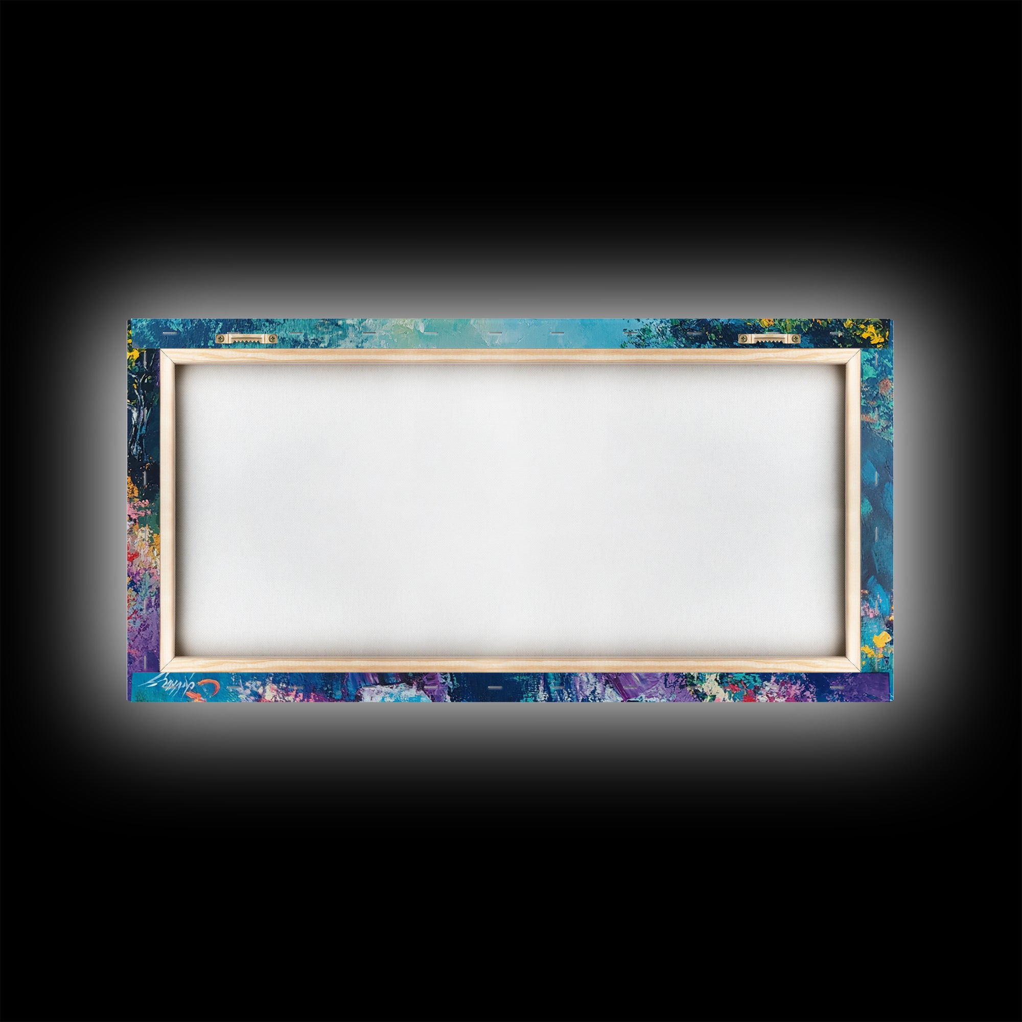 Coastal Cliff, vibrant ocean painting, surf wall art, Hawaii art, seascape painting, colorful beach art, Framed Canvas Print, extra wide art