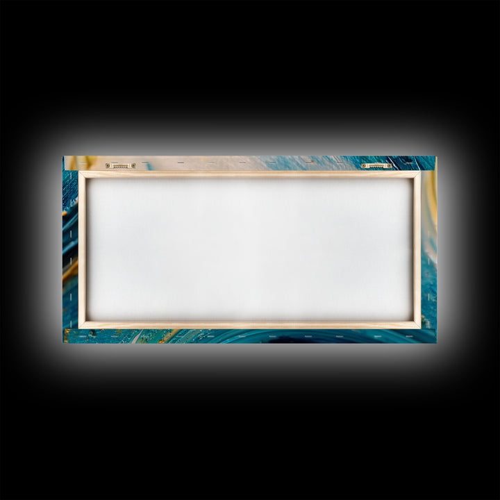 Abstract Ocean, Textured Painting, Teal Wall Art, Nautical Decor, Horizontal Wall Art, Framed Canvas Print, Coastal Decor, Extra Wide Art