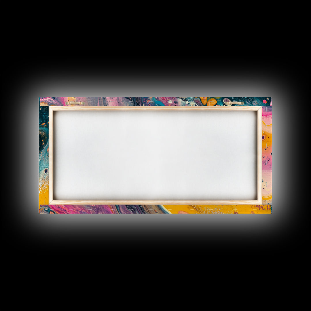 Abstract Galaxy, blotter art, cosmic painting, psychedelic art, vibrant colors, wabi sabi art, contemporary art, Framed Canvas Print