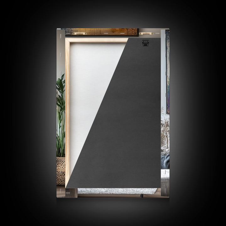 Abstract Color Drip, moody art, pink orange wall art, geometric wall art, bold living room art, Framed Canvas Print