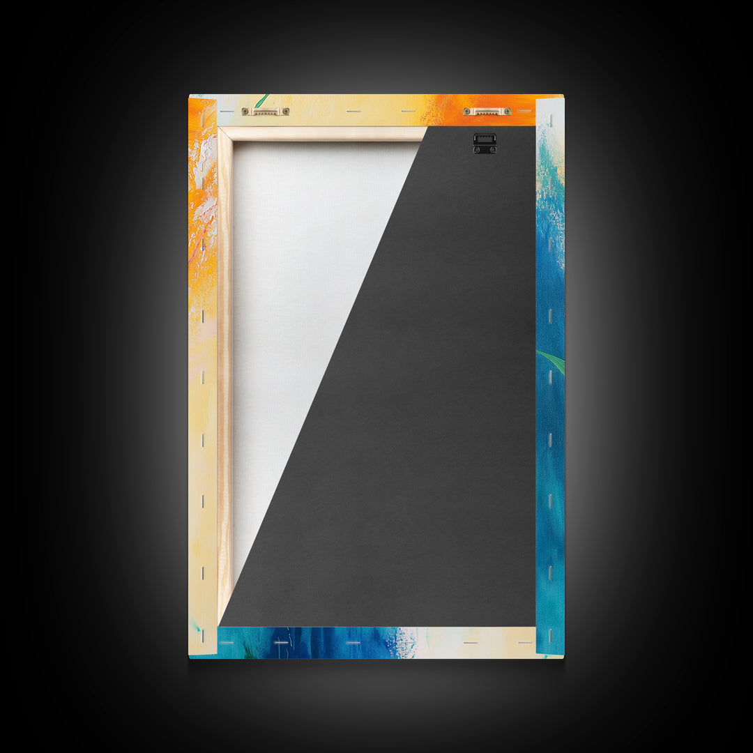 Bird of Paradise, Floral, Vibrant, Framed Canvas Print, botanical prints, tropical art, wildflower painting, boho art, pink orange wall art