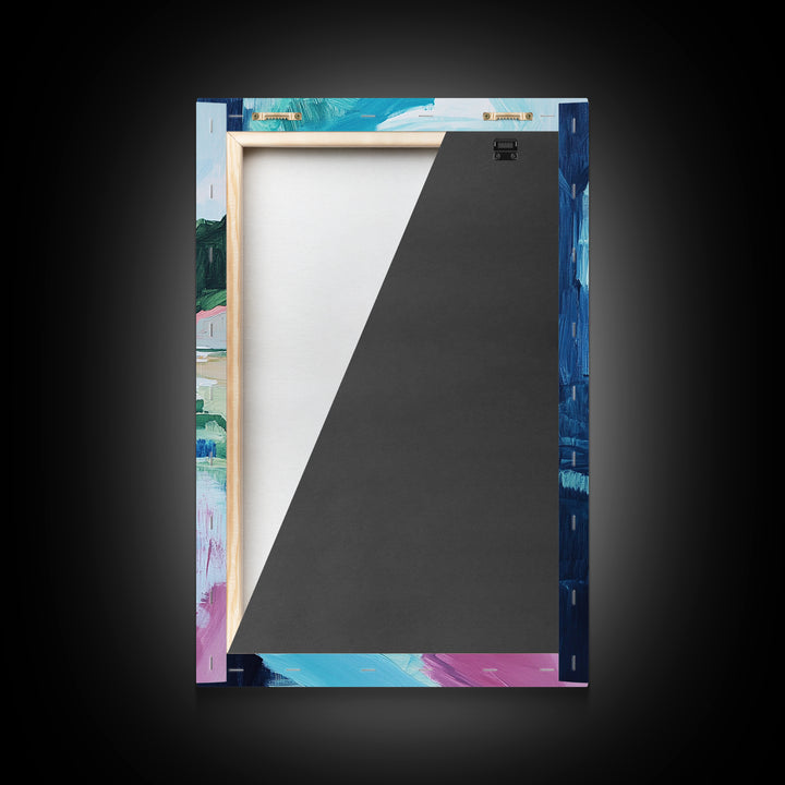 Canyon Lake, landscape painting, southwest wall art, moody art, blue and green wall art, extra wide art, Canvas Print, seascape painting