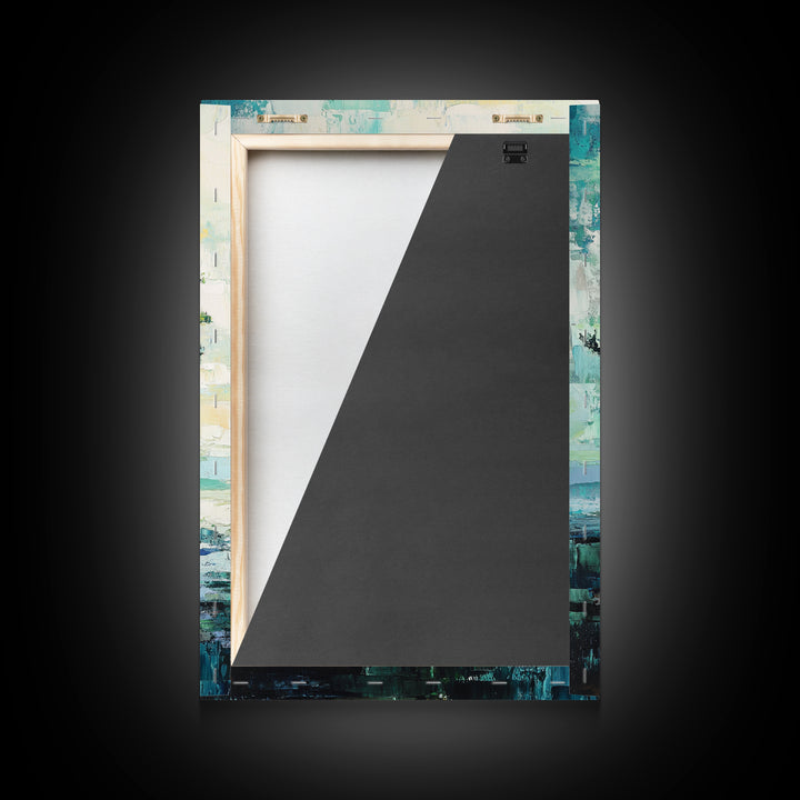 bonsai tree painting, zen wall art, coastal landscape art, blue and green wall art, wabi sabi art, Framed Canvas Print, botanical prints