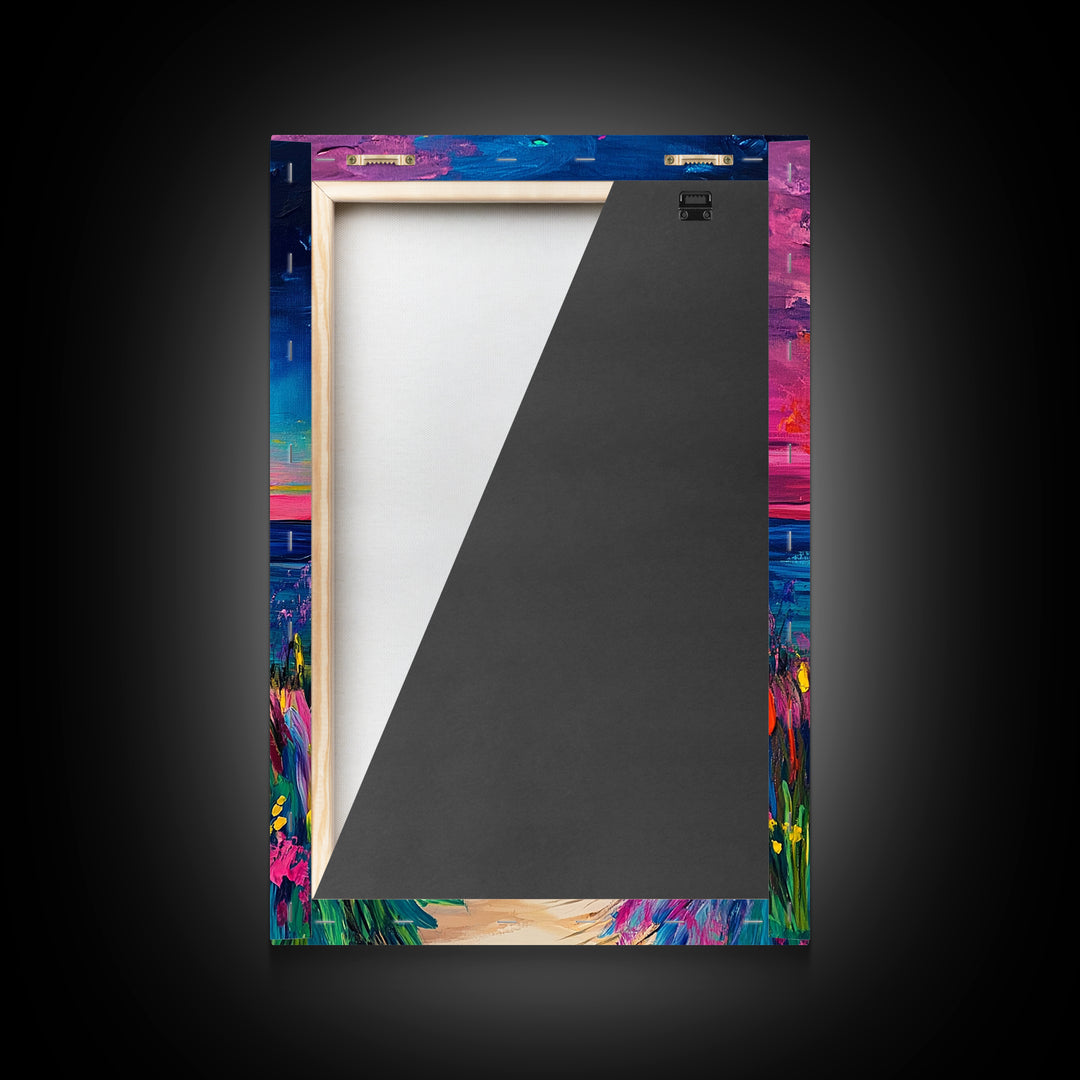 Colorful Sunset, coastal painting, seascape painting, pink orange wall art, Canvas Print, coastal cowgirl wall art, above bed wall art